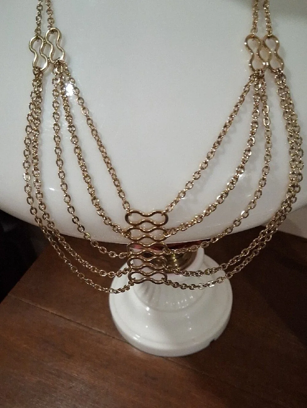 Layered Gold Multi-Row Connector Necklace